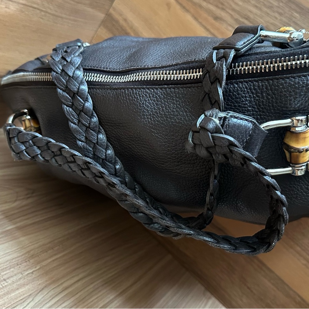 ❌SOLD ❌Gucci Brown Leather Tote with Braided Handles - Picture 9 of 16